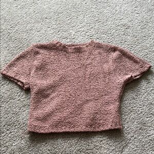 SKIMS Textured Short Sleeve Top in Dusty Rose S/M